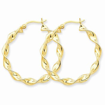 14k Yellow Gold 4.00mm Twisted Hoop Earrings