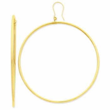 14k Yellow Gold Tube Hoop Dangle Earrings