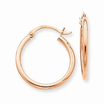 14k Rose Gold 2mm Polished Hoop Earrings