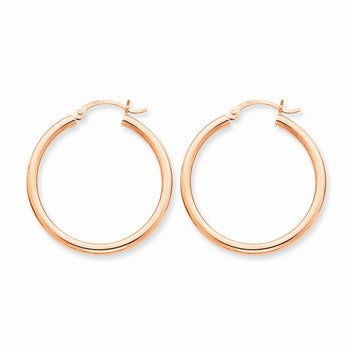 14k Rose Gold 2.5mm Polished Hoop Earrings