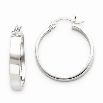14k White Gold Polished Hoop Earring, Jewelry Earrings