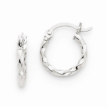 14k White Gold Twist Polished Hoop Earring, Jewelry Earrings