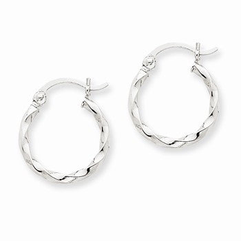 14k White Gold Twist Polished Hoop Earring, Jewelry Earrings