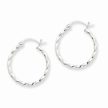 14k White Gold Twist Polished Hoop Earring, Jewelry Earrings