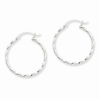 14k White Gold Twist Polished Hoop Earring, Jewelry Earrings