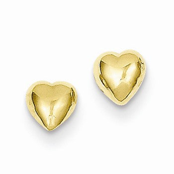 14k Yellow Gold Heart Post Earrings