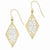 14k Two-tone Rhodium Diamond Shape Filigree Dangle Earrings