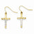 14k Two-tone Polished Crucifix Earrings