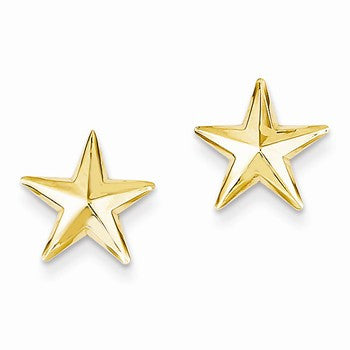 14k Yellow Gold Nautical Star Post Earrings