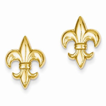 14k Yellow Gold Small Fleur-De-Lis Earring, Jewelry Earrings