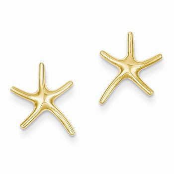 14k Yellow Gold Starfish Post Earrings