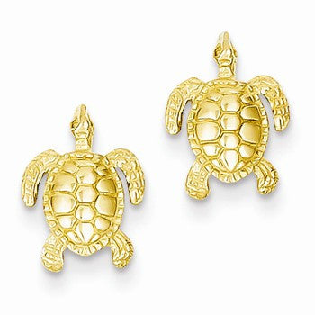 14k Yellow Gold Sea Turtle Post Earrings