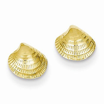 14k Yellow Gold Mini Clamshell Post Earrings