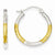 14k Yellow Gold Rhodium 2mm Satin Diamond-cut Hoop Earrings