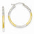 14k Yellow Gold Rhodium 2mm Satin Diamond-cut Hoop Earrings