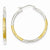 14k Yellow Gold Rhodium 2mm Satin Diamond-cut Hoop Earrings