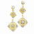 14k Yellow Gold Rhodium Diamond-cut Filigree Dangle Earrings