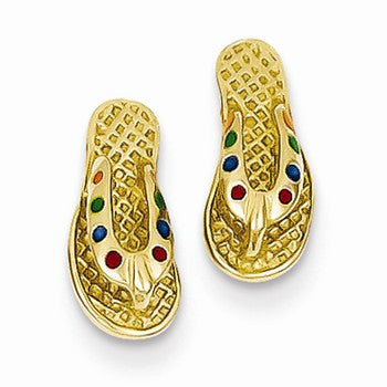 14k Rainbow Enameled Flip Flop Post Earrings