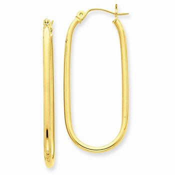 14k Yellow Gold Polished Oval Tube Hoop Earrings