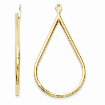 14k Yellow Gold Polished Teardrop Earring Jackets