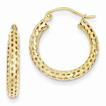 14k Yellow Gold Mesh Hoop Earrings
