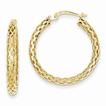 14k Yellow Gold Mesh Hoop Earrings