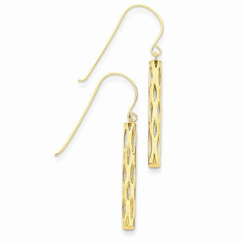 14k Yellow Gold Dangle Mesh Tube Earrings