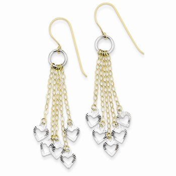 14k Two-tone Circle 5 Heart Earrings