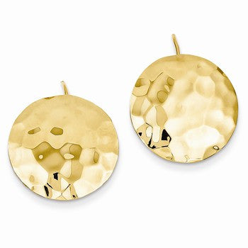 14k Yellow Gold Hammered Circle Earrings