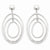 14k White Gold Oval Circle Dangle Post Earrings