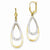 14k Two-tone Oval Leverback Tear Drop Earrings