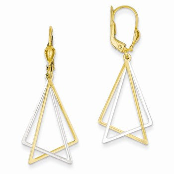 14k Two-tone Leverback Drop Earrings