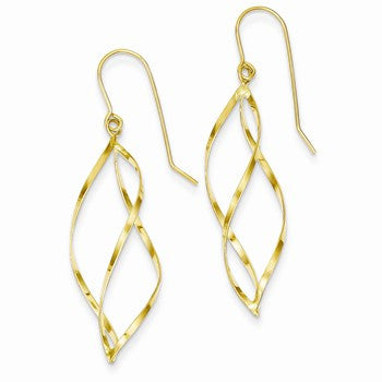 14k Yellow Gold Swirl Dangle Earrings