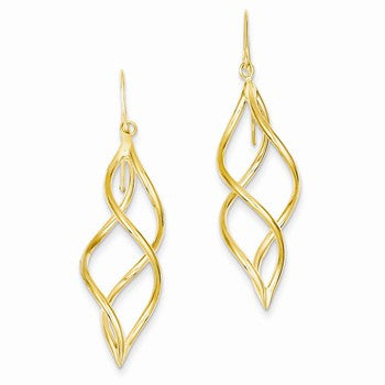 14k Yellow Gold Swirl Dangle Earrings