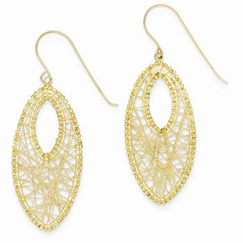 14k Yellow Gold Oval Web Earrings