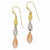 14k Tri-color Puff Teardrop Dangle Earrings