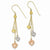 14k Tri-color Puff Heart Dangle Earrings