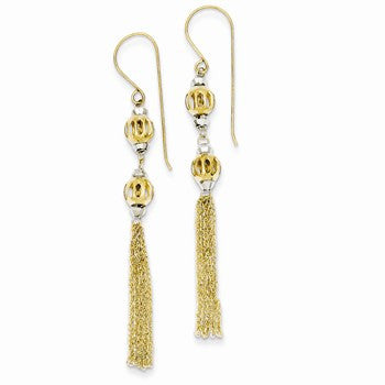 14k Two-tone Bead Chain Dangle Earrings