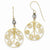 14k Two-tone Circle Swirl Dangle Earrings