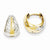 14k Yellow Gold Rhodium Polished & Textured Hoop Earrings