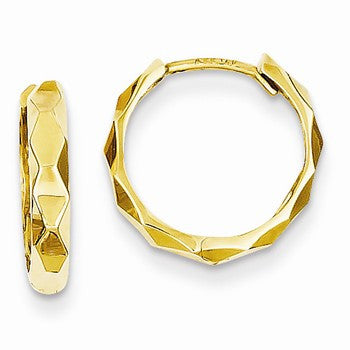 14k Yellow Gold Diamond-cut Hoop Earrings