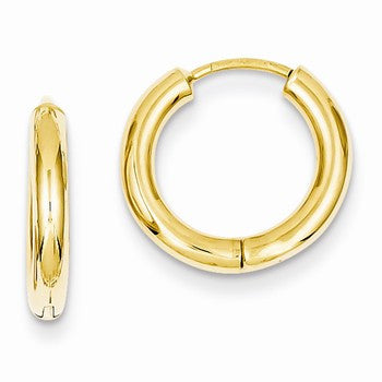 14k Yellow Gold Polished Hollow Hoop Earrings