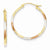 14k Yellow Gold with White & Rose Rhodium Diamond-cut 2x25mm Hoop Earrings