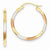 14k Yellow Gold with White & Rose Rhodium Diamond-cut 2x25mm Hoop Earrings