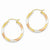 14k Yellow Gold with White & Rose Rhodium Diamond-cut 1.5x25mm Hoop Earrings