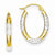 14k Yellow Gold Rhodium 3mm Diamond-cut Oval Hollow Hoop Earrings