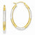 14k Yellow Gold Rhodium 3mm Diamond-cut Oval Hollow Hoop Earrings