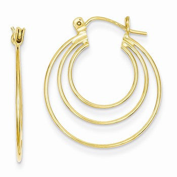 14k Yellow Gold Polished Circles Hoop Earrings