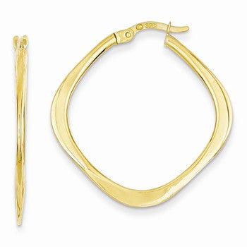 14k Yellow Gold Tapered Square Hoop Earrings