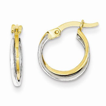 14k Two-tone Polished Hollow Hoop Earrings